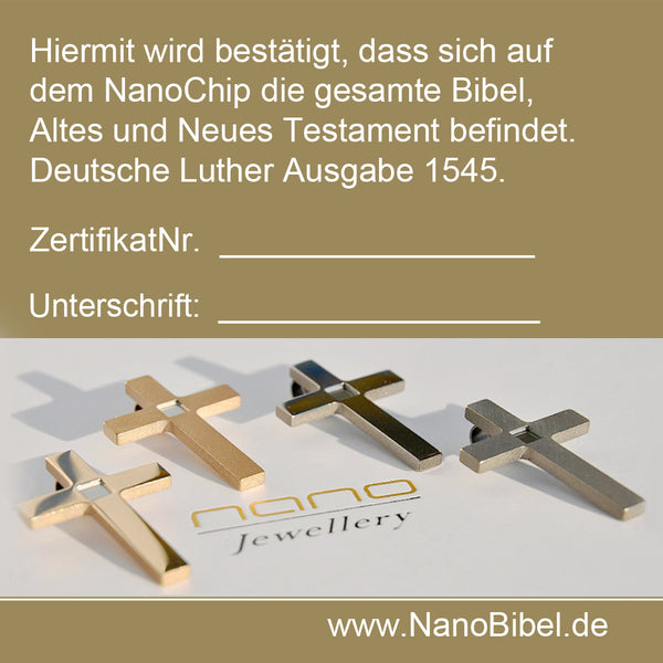 Echtheitszertifikat der Nano-Bibel